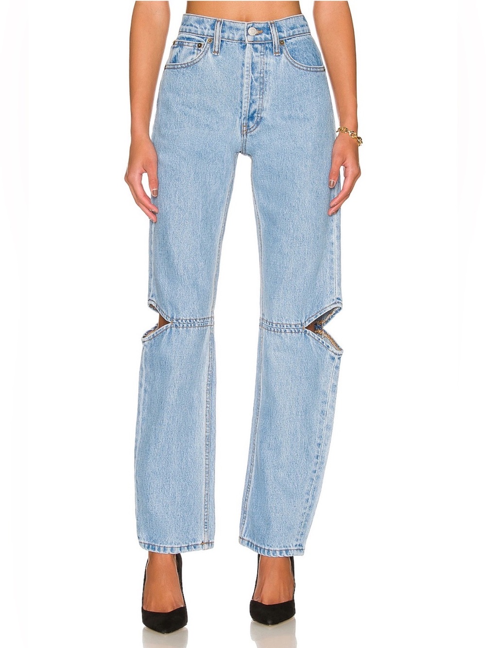 Still Here Light Wash Denim Cut-Out Jeans